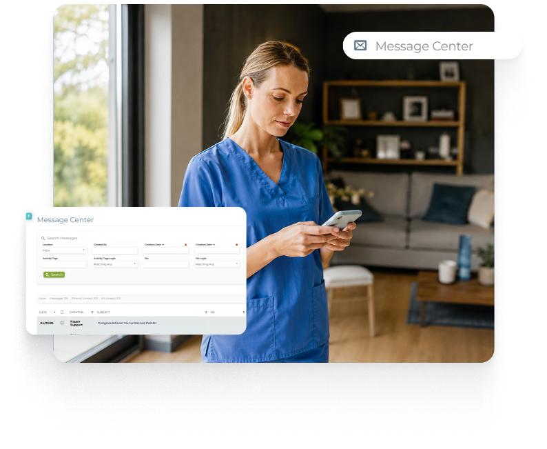 Aaniie secure mobile app supporting communication between home care caregivers and managers