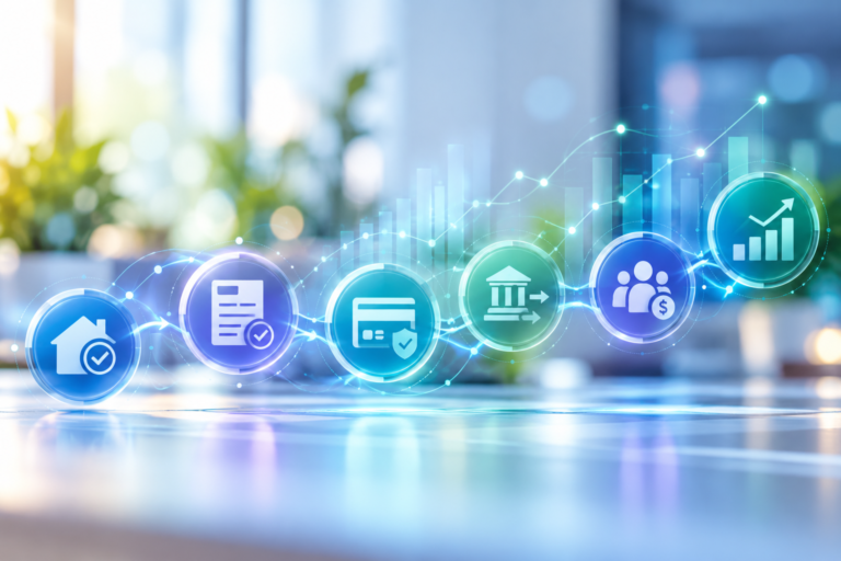 Connected digital financial workflow illustrating billing, payments, payroll, and improved cash flow for a home care agency