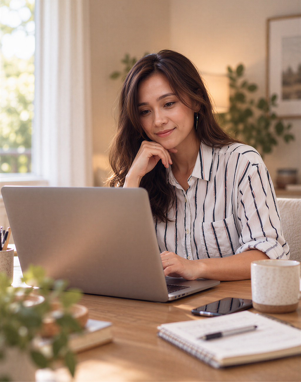 Nanny agency professional working on a laptop to manage business operations